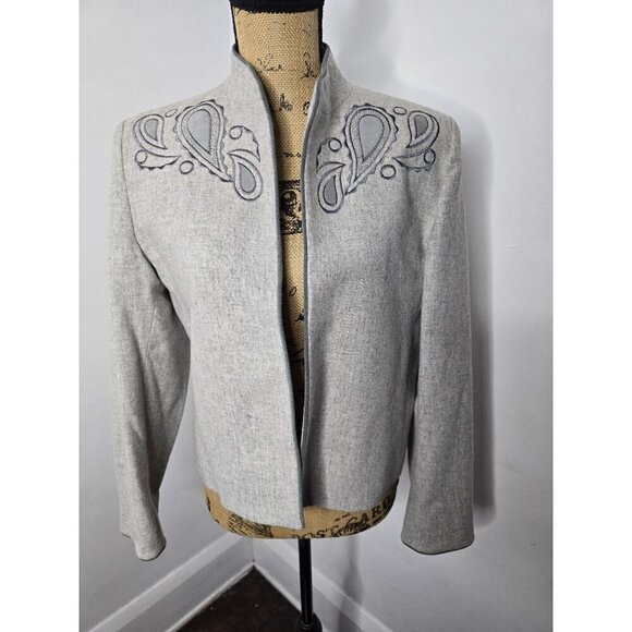 Vintage 1970s Lilli Ann Gray Wool Embroidered Jacket Blazer - Picture 16 of 16